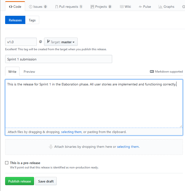 GitHub release tagging