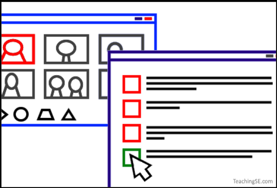 A Computer with an online meeting and an online test on the screen